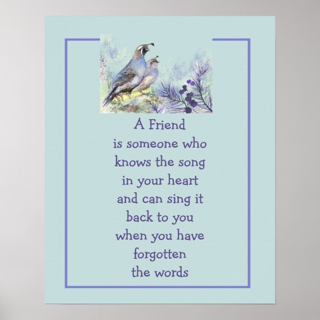 Poster Citation de l'ami Chanson dans votre coeur & oisea (Devant)