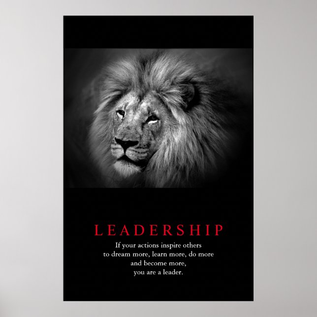 Poster Citation de leadership motivationnel du lion noir  (Devant)