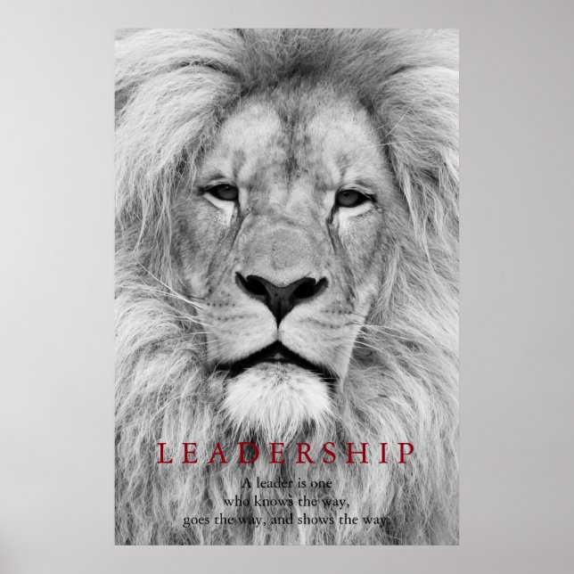 Poster Citation de leadership motivationnel du lion noir  (Devant)