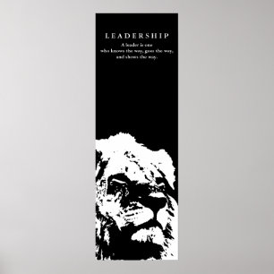 Poster Citation de leadership motivationnel Lion noir bla