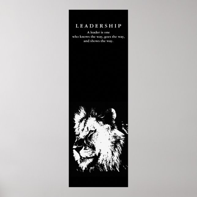 Poster Citation de leadership motivationnel Lion noir bla (Devant)