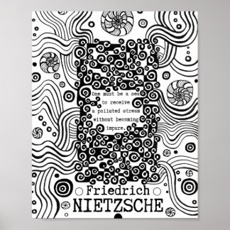 Poster Citation de l'encre de mer PURE par Nietzsche