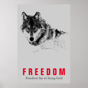 Poster Citation de liberté motivationnelle Wolf Pop Art G