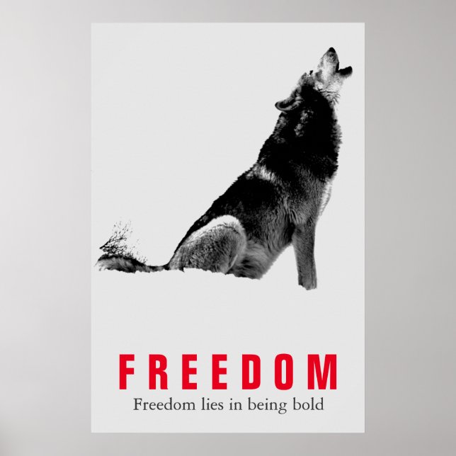 Poster Citation de liberté motivationnelle Wolf Pop Art G (Devant)