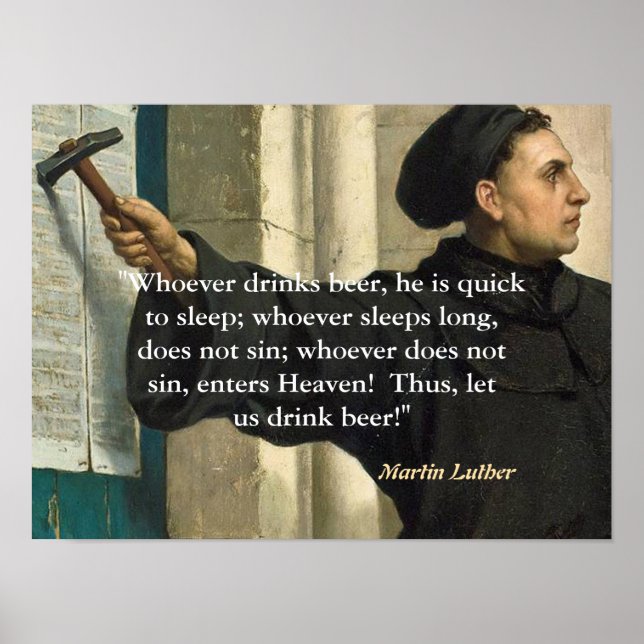 Poster Citation De Martin Luther Sur Les Boissons De Bièr (Devant)