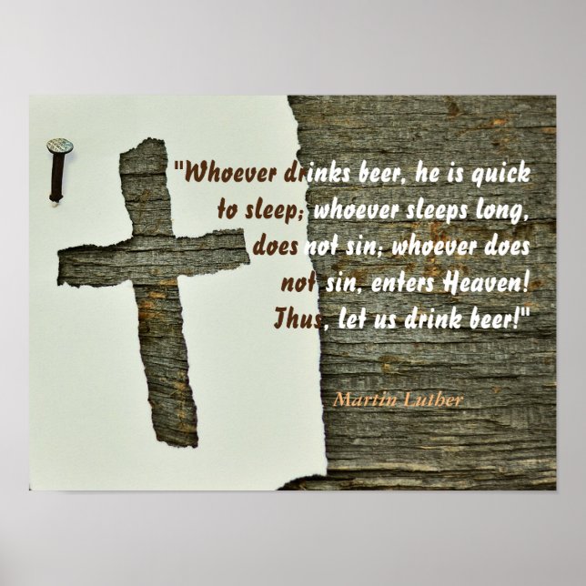 Poster Citation De Martin Luther Sur Les Boissons De Bièr (Devant)