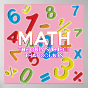 Poster Citation de maths amusante moderne rose girly