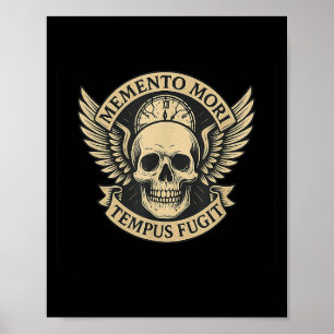 Poster Citation de Memento Mori Tempus Fugit Latin stoïqu