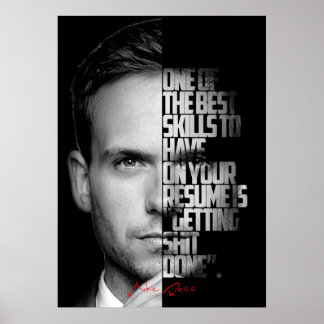 Poster Citation de Mike Ross noir et blanc