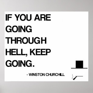 Poster Citation de motivation de Churchill - passant par