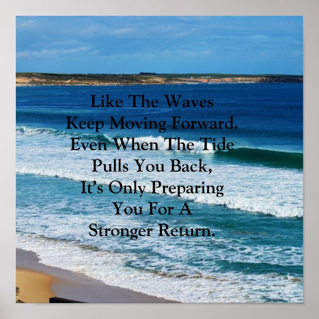 Poster Citation De Motivation De Plage : Comme Les Vagues (Devant)