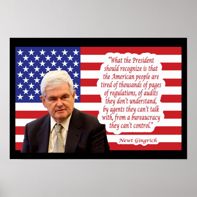 Poster Citation de Newt Gingrich - "Le peuple américain.. (Devant)