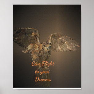 Poster Citation de Owl Motivational Donnez le vol à vos r