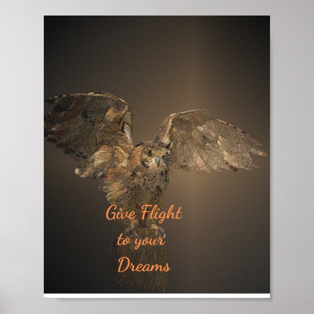 Poster Citation de Owl Motivational Donnez le vol à vos r (Devant)