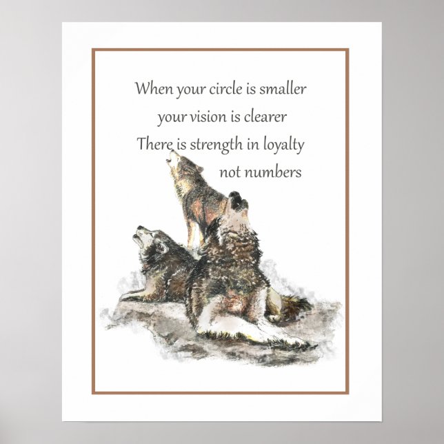 Poster Citation de pack Wolf de la sagesse loyale de l'am (Devant)