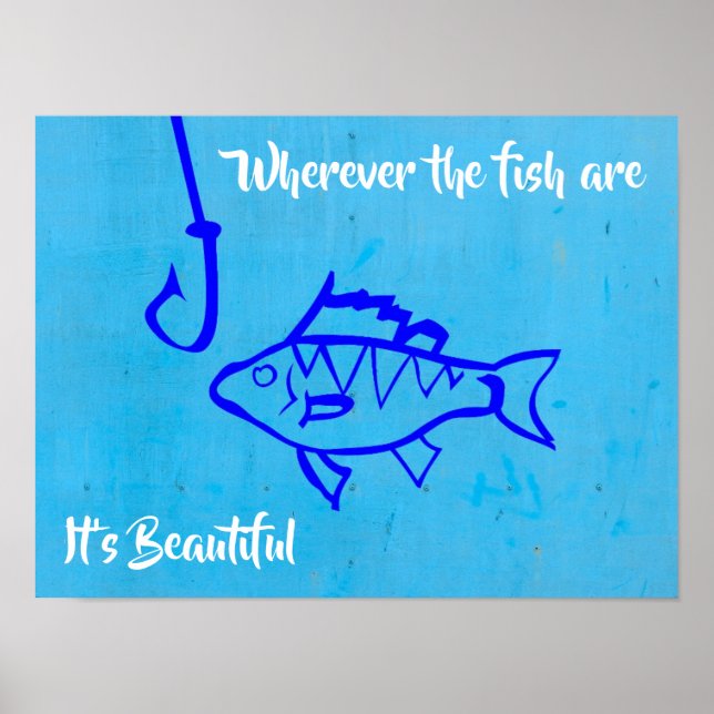 Poster Citation de pêche avec hameçon de poisson (Devant)