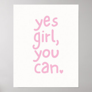 Poster Citation de puissance fille rose mignonne Oui Fill