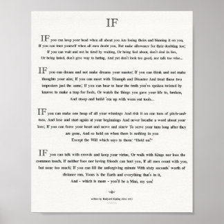 Poster Citation de Rudyard Kipling 1895 sur le lin blanc