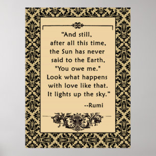 Poster Citation de RUMI sur l'affiche ou la copie Sun et