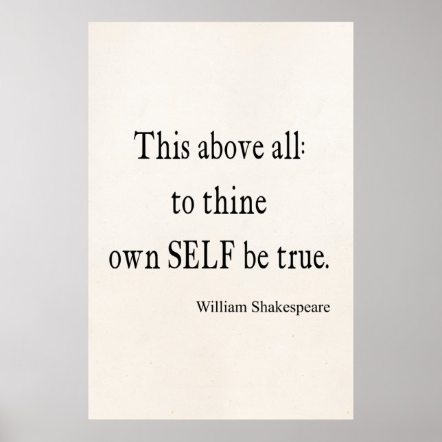 Poster Citation De Shakespeare À Votre Propre Être De Vér (Devant)