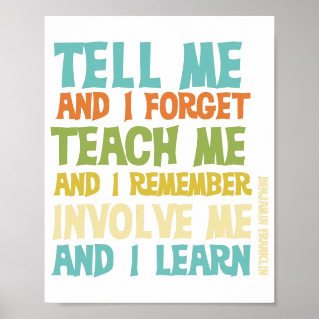 Poster Citation De Texte Éducatif Impliquez-Moi Classique (Devant)