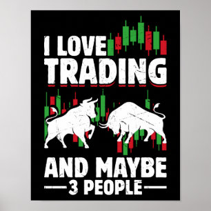 Poster Citation de trading amusante Taureau & Bougie jour