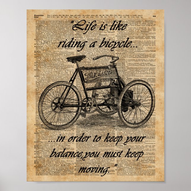 Poster Citation de vélo d'art du dictionnaire Tricycle vi (Devant)