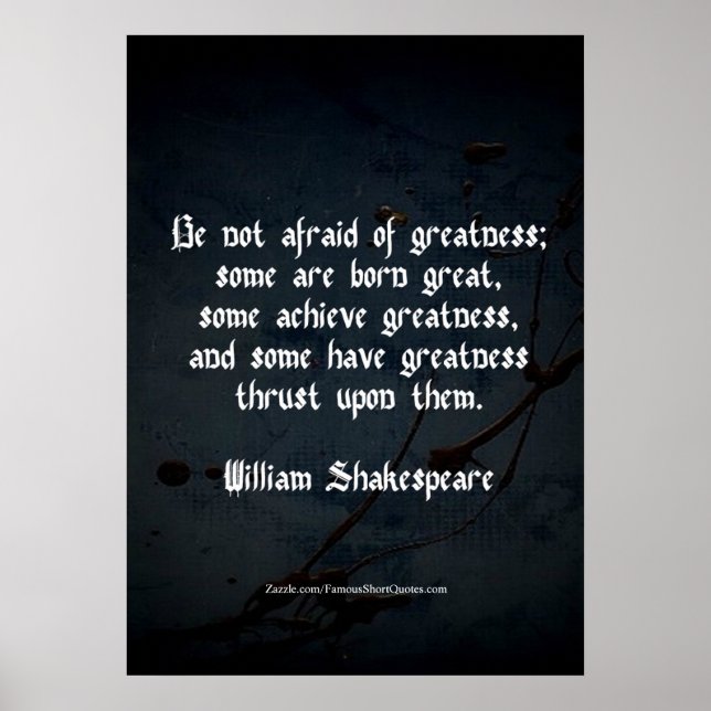 Poster Citation de William Shakespeare - Grandeur (Devant)