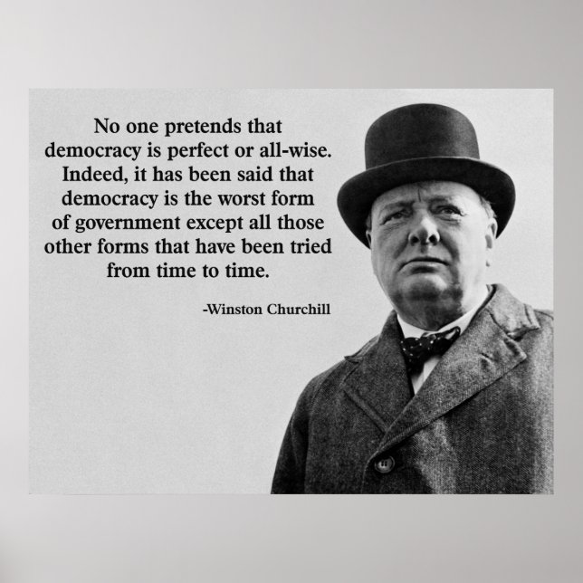 Poster Citation de Winston Churchill Democracy (Devant)