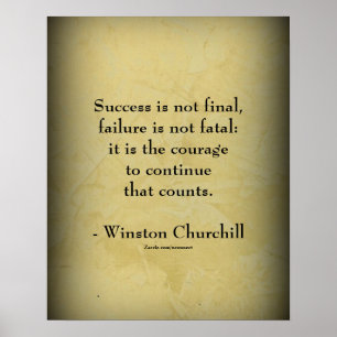 Poster Citation de Winston Churchill ; succès