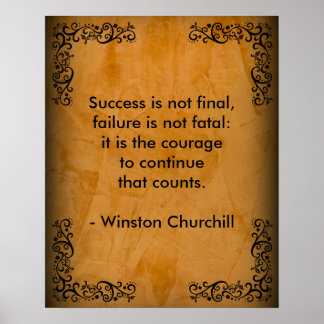 Poster Citation de Winston Churchill; Succès et Stucco