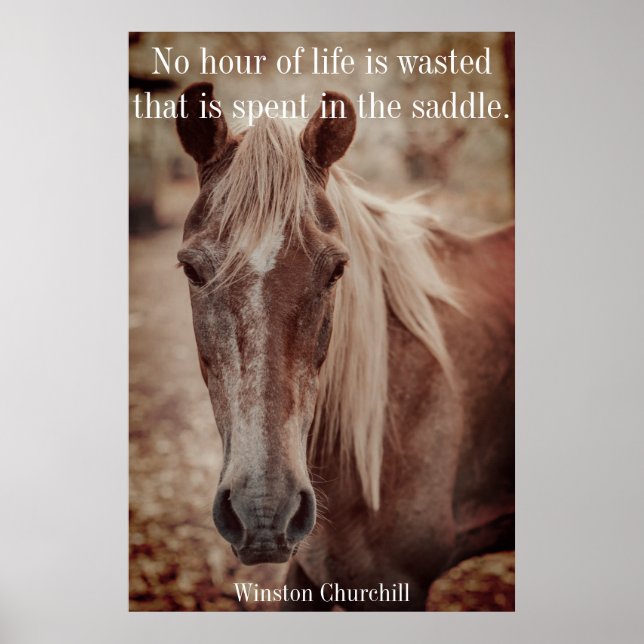 Poster Citation de Winston Churchill sur Horses Wall Art (Devant)