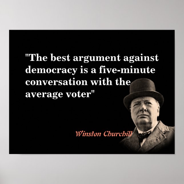 Poster Citation De Winston Churchill Sur La Démocratie (Devant)