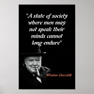 Poster Citation de Winston Churchill sur la liberté d'exp