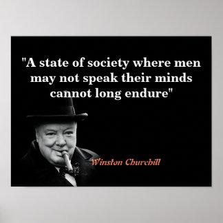 Poster Citation de Winston Churchill sur la liberté d'exp