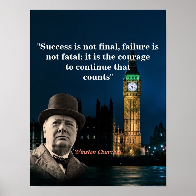 Poster Citation De Winston Churchill Sur L'Affiche Courag (Devant)