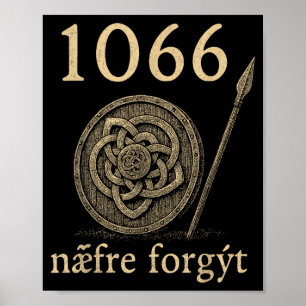 Poster Citation d'histoire viking en vieil anglais 1066 N