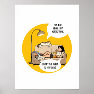 Poster Citation d'humour pour amateur de chats drôles Int