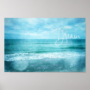 Poster Citation Dream Beach Citations d'océan bleu Turquo