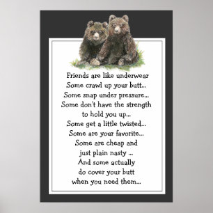 Poster Citation drôle À propos des amis sont comme sous-p