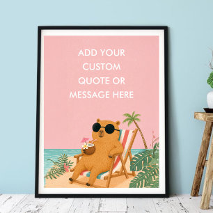 Poster Citation drôle de capybara de plage en été - Créez
