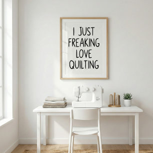 Poster Citation drôle de couture de patchwork Amour Blanc
