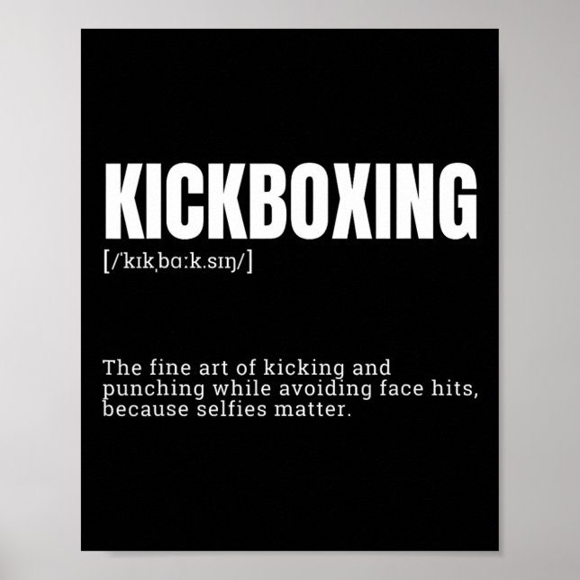 Poster Citation drôle de définition de hobby de kickboxin (Devant)