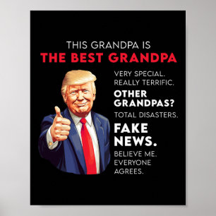 Poster Citation Drôle De Donald Trump Pour Grand-Père Con