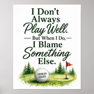 Poster Citation drôle de golf pour golfeur