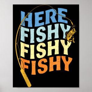 Poster Citation drôle de pêche Graphique vintage ici Pois