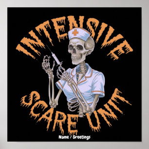 Poster Citation drôle d'Halloween pour infirmière Unité d