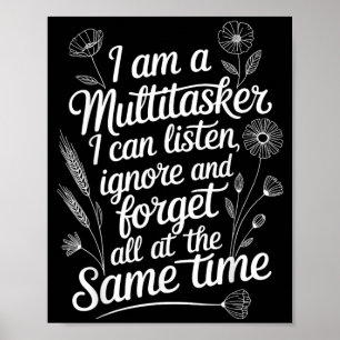 Poster Citation drôle d'humoriste multitâche graphique sa