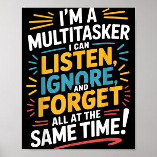 Poster Citation drôle Humoristique Multitâche Citation dr