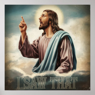 Poster Citation drôle Jésus Meme J'ai vu ça Christian